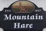 The pub sign. Mountain Hare Inn, Brynnau Gwynion, Glamorgan