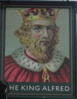 The pub sign. The King Alfred, Winchester, Hampshire