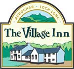 The pub sign. The Village Inn, Arrochar, Argyll and Bute