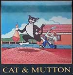 The pub sign. Cat & Mutton, Hackney, Greater London