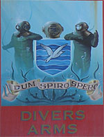 The pub sign. Divers Arms, Herne Bay, Kent