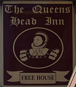 The pub sign. The Queens Head Inn, Minehead, Somerset