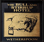 The pub sign. The Bull & Stirrup Hotel, Chester, Cheshire