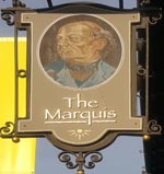 The pub sign. The Marquis, Colchester, Essex