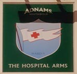 The pub sign. The Hospital Arms, Colchester, Essex