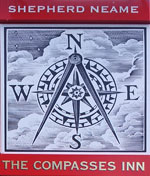The pub sign. The Compasses Inn, Sole Street, Crundale, Kent