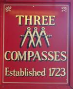 The pub sign. Three Compasses, Farringdon, Central London