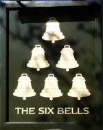 The pub sign. Six Bells, Oxford, Oxfordshire
