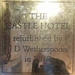 The pub sign. The Castle Hotel, Ruthin, Denbighshire