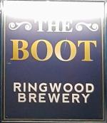 The pub sign. Boot Inn, Weymouth, Dorset