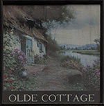 The pub sign. Olde Cottage, Chester, Cheshire