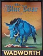 The pub sign. The Blue Boar, Aldbourne, Wiltshire