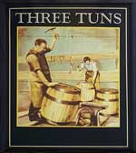 The pub sign. Three Tuns, Chepstow, Gwent