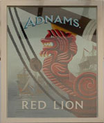 The pub sign. Red Lion, Southwold, Suffolk
