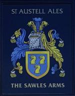 The pub sign. Sawles Arms, Carthew, Cornwall