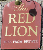 The pub sign. The Red Lion, Litton, Derbyshire