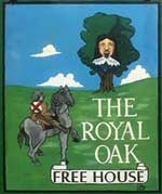 The pub sign. The Royal Oak, Cardington, Shropshire