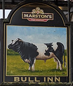 The pub sign. Bull Inn, Llangollen, Denbighshire