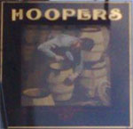 The pub sign. Hoopers, East Dulwich, Greater London