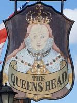 The pub sign. Queens Head, Marlborough, Wiltshire