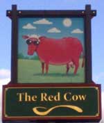 The pub sign. The Red Cow, Leicester Forest East, Leicestershire