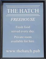 The pub sign. The Hatch, Redhill, Surrey