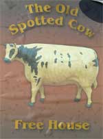 The pub sign. The Old Spotted Cow, Marston Meysey, Wiltshire