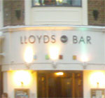 The pub sign. The Eastgate Lloyds No. 1 Bar, Northampton, Northamptonshire