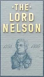 The pub sign. Lord Nelson, Dover, Kent