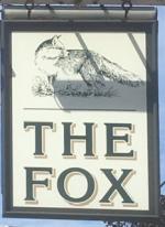 The pub sign. The Fox, Easter Compton, Gloucestershire