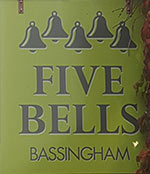 The pub sign. Five Bells, Bassingham, Lincolnshire