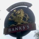 The pub sign. The Hartley Arms, Wheaton Aston, Staffordshire
