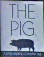The pub sign. The Pig, Lichfield, Staffordshire