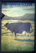 The pub sign. Brown Cow, Clitheroe, Lancashire