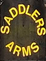 The pub sign. Saddlers Arms, Cardigan, Ceredigion