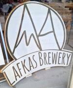 The pub sign. Lafkas Brewery, Crete, Greece
