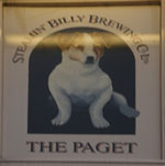 The pub sign. Paget Arms, Loughborough, Leicestershire