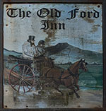 The pub sign. The Old Ford Inn, Llanhamlach, Powys