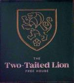 The pub sign. Two-Tailed Lion, Leicester, Leicestershire