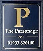 The pub sign. The Parsonage, Worthing, West Sussex