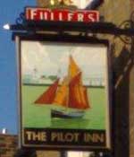 The pub sign. The Pilot Inn, Greenwich Peninsula, Greater London