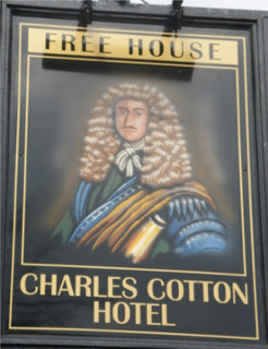 The pub sign. Charles Cotton Hotel, Hartington, Derbyshire