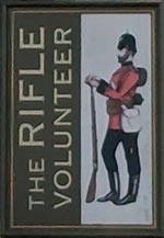 The pub sign. Rifle Volunteer, Oxhey, Hertfordshire