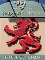 The pub sign. The Red Lion, Chelwood Gate, East Sussex