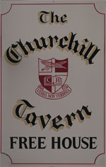 The pub sign. The Churchill Tavern, Ramsgate, Kent