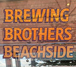 The pub sign. Brewing Brothers Beachside, Folkestone, Kent