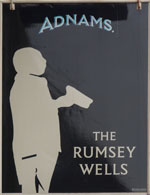 The pub sign. The Rumsey Wells, Norwich, Norfolk