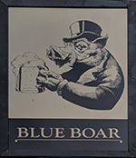 The pub sign. Blue Boar, Ludlow, Shropshire