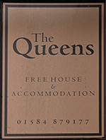 The pub sign. The Queens, Ludlow, Shropshire