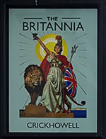 The pub sign. The Britannia Inn, Crickhowell, Powys